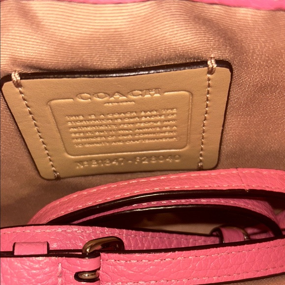 Coach Pebbled Leather 2 Sections Color Block Crossbody Bag in Pink Red & Blush